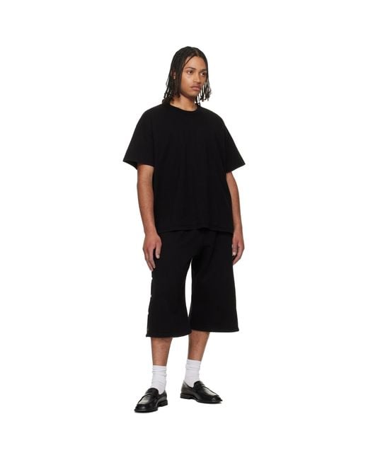 Les Tien Black Lightweight Binded Neck Oversized T-Shirt for men