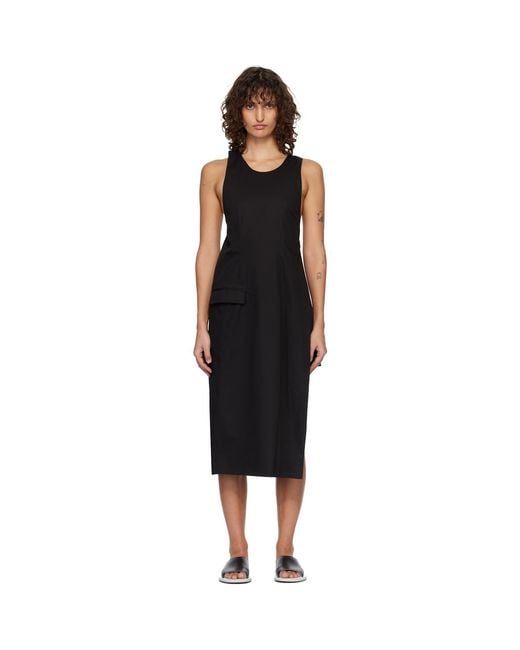 Rier Black Apron Midi Dress