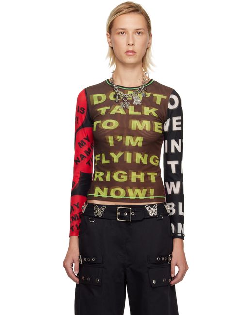 Chopova Lowena Black 'Don'T Talk To Me' Mesh T-Shirt