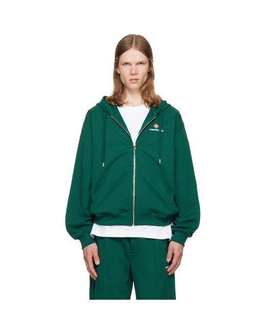 Casablanca Green Sport Type Zip‑Up Hoodie for men