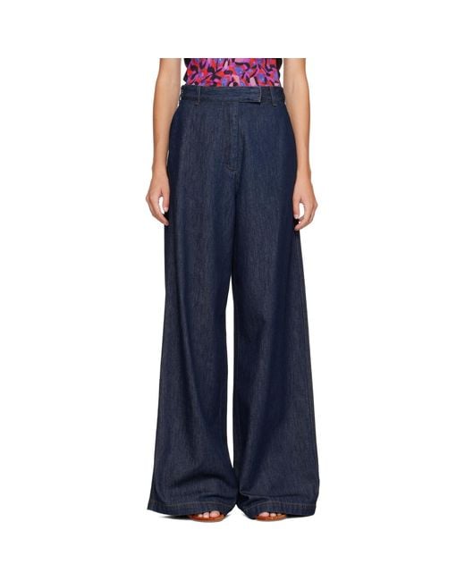 Dries Van Noten Blue Wide Leg Denim Jeans