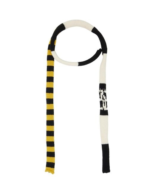 STEFAN COOKE Black Stripe Knit Scarf for men