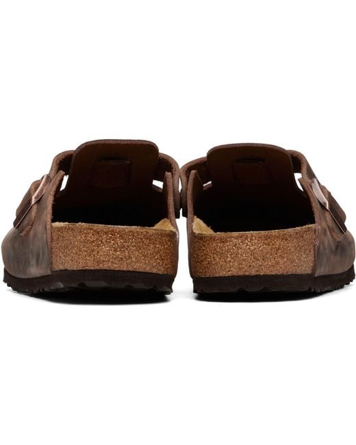 Birkenstock Brown Regular Boston Oiled Leather Slip-On Loafers for men