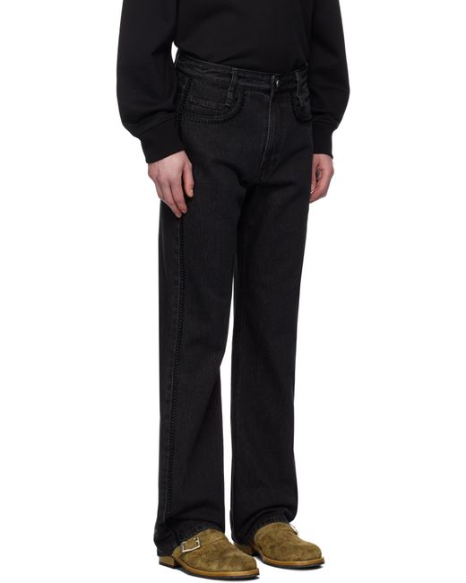 メンズ Wooyoungmi ブラック クロシェ ストレートジーンズ Black