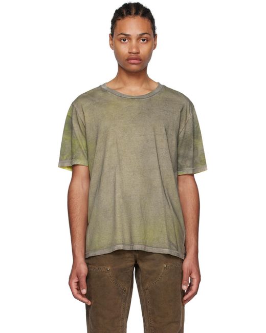 NOTSONORMAL Green Taupe Sprayed T-shirt for men