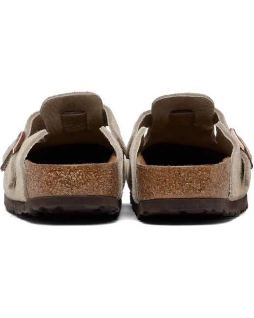 Birkenstock Black Taupe Regular Boston Soft Footbed Slip-On Loafers for men