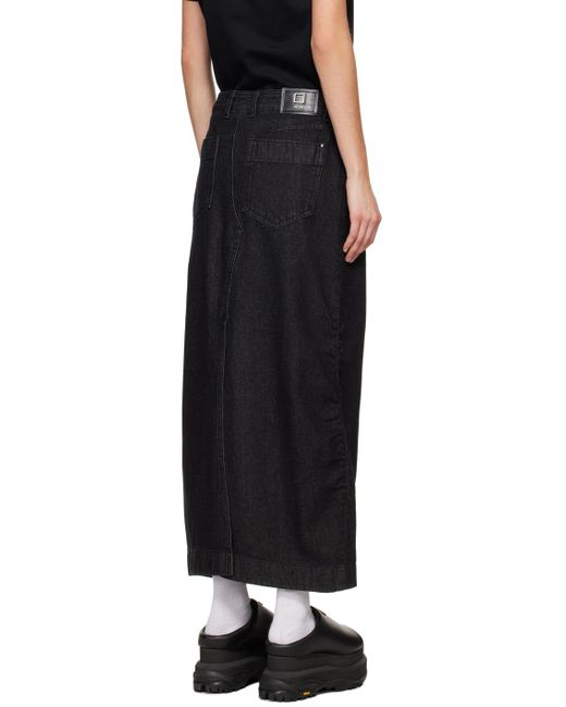 Wooyoungmi Black Vented Denim Maxi Skirt