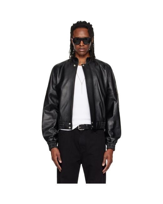 Lu'u Dan Black Blouson Leather Jacket for men