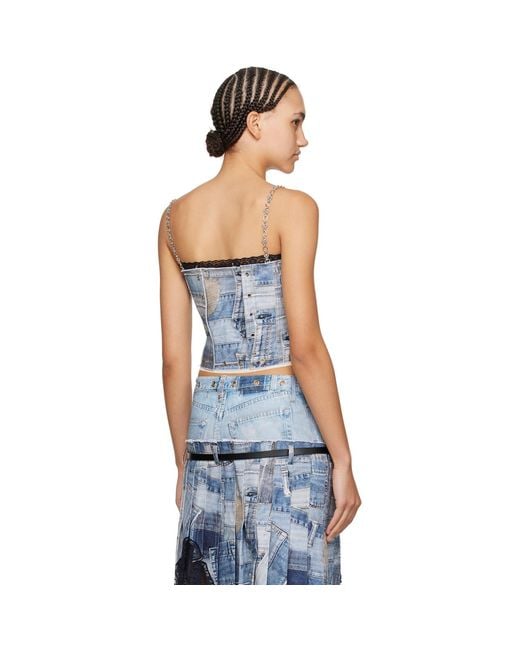 ANDERSSON BELL Black Trompe L'Œil Denim Tank Top