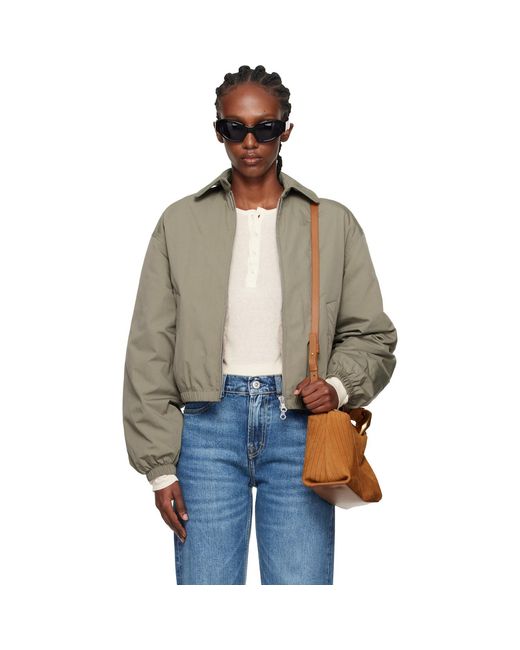 Our Legacy Blue Khaki Cropped Avenue Puffa Jacket