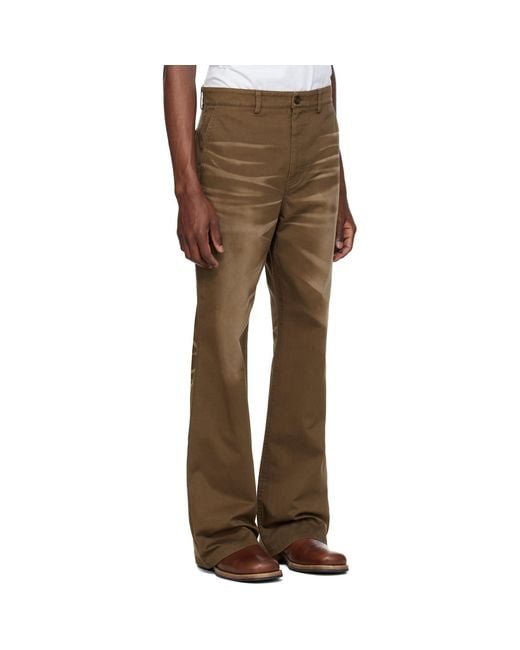MMIC Brown Blues Flare Chino Trousers for men