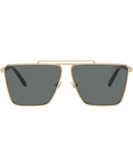 Versace Black Tubular Greca Sunglasses for men