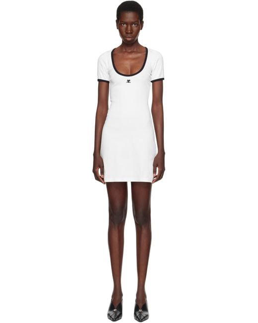 Courreges ホワイト Holistic コントラスト ミニワンピース