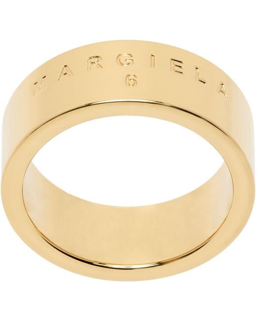 MM6 by Maison Martin Margiela Metallic Gold Minimal Logo Ring for men