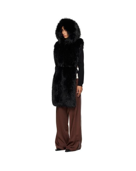 Moncler Black Long Hair Fabric Scarf