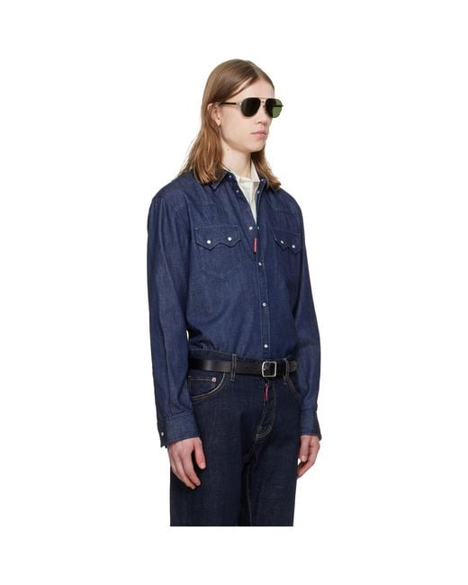 DSquared² Blue Twin Peaks Denim Shirt for men