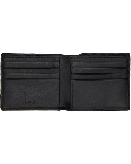 Boss Black Textured Faux-Leather Wallet for men