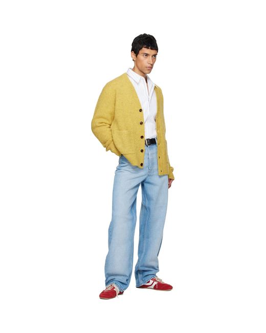 Dries Van Noten Yellow Alpaca Cardigan for men