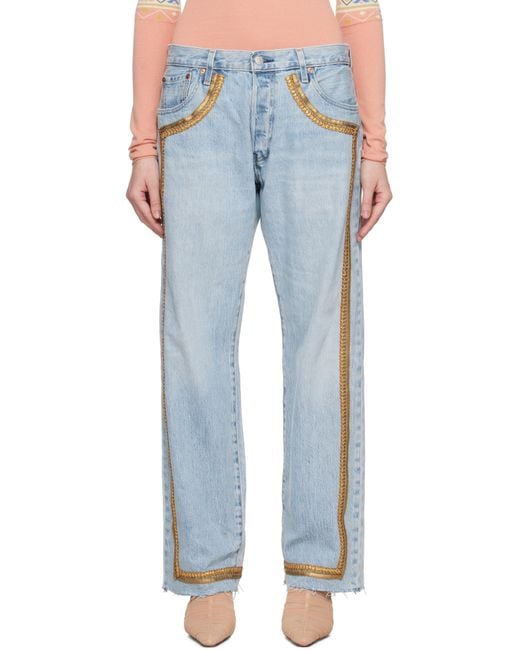 Conner Ives Blue Reconstituted Bullion Jeans