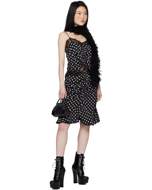 Anna Sui ブラック 水玉 ルーシュ レース キャミソール Black