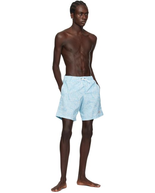 Versace Blue Barocco Swim Shorts for men