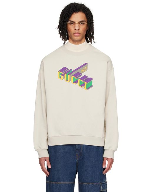 Gucci Black Taupe Printed Sweatshirt for men