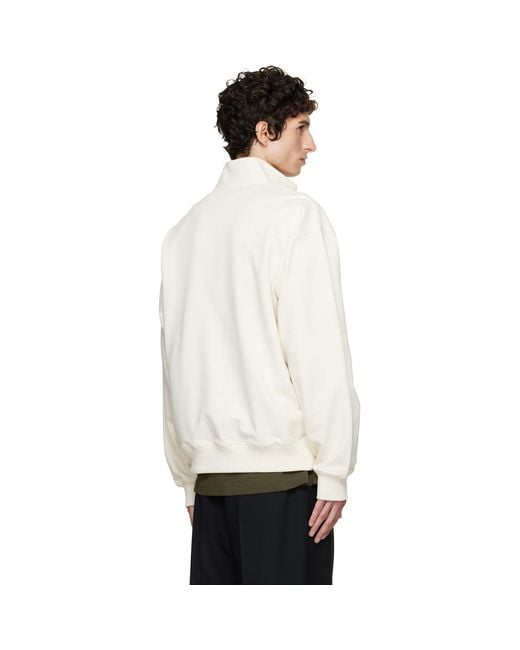 Helmut Lang White Off- Small Logo Quarter-Zip Sweatshirt for men
