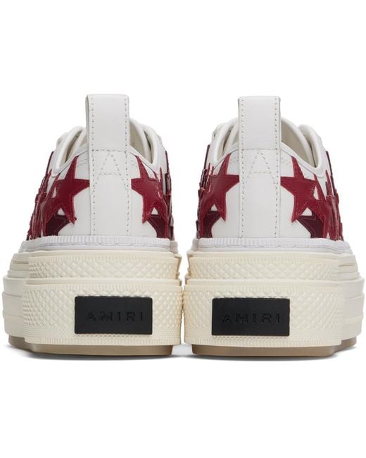 Amiri ホワイト＆バーガンディ Stars Court プラットフォーム ローカットスニーカー White