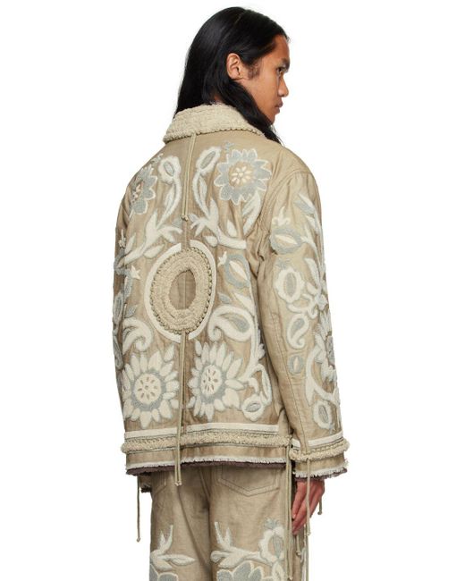Craig Green Mens Beige Floral-tapestry Boxy-fit Cotton Jacket