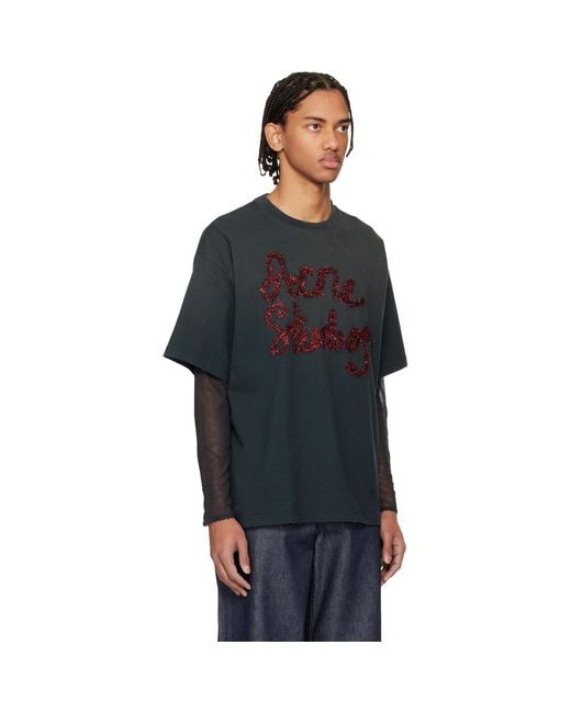 Acne Black Layered Logo T-Shirt for men