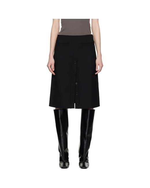 Courreges Black Buttoned Midi Skirt