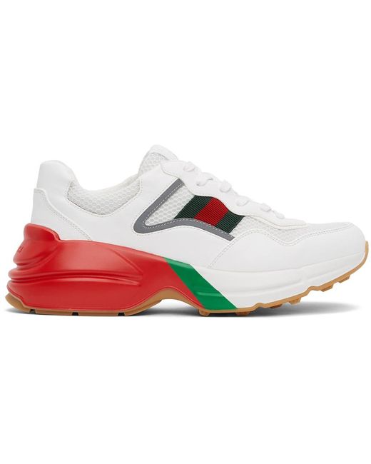 Gucci White & Red Rython Sneakers for Men - Lyst
