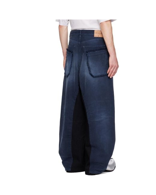 Balenciaga Blue Patched Baggy Jeans for men