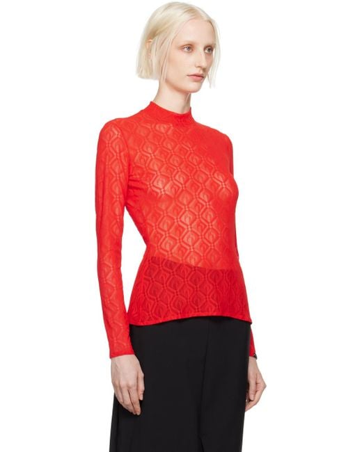 MARINE SERRE レッド Moon Diamond 長袖トップス Red