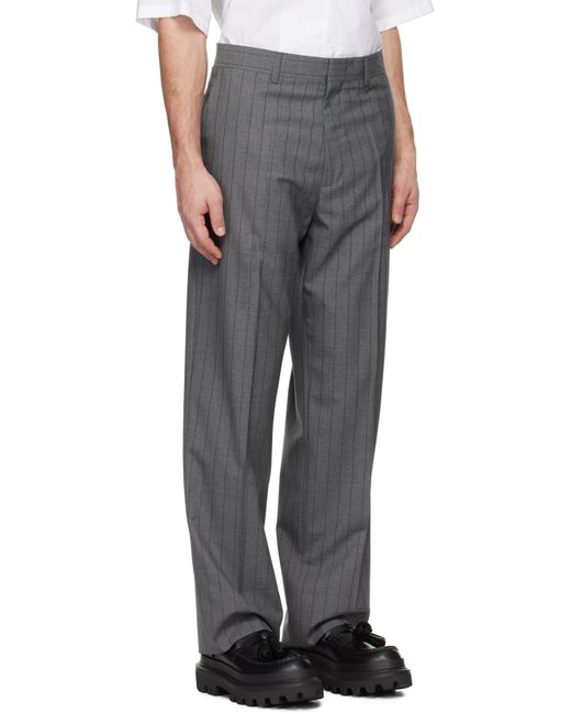 Moschino Gray Wool Pinstripe Trousers for men