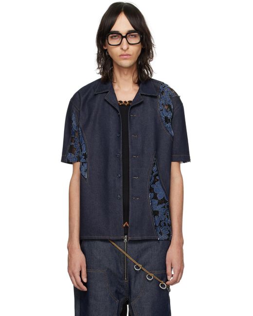ANDERSSON BELL Blue Patchwork Shirt for men