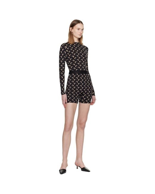 MARINE SERRE Black Recycled Moon Jersey Second Skin Highneck Top