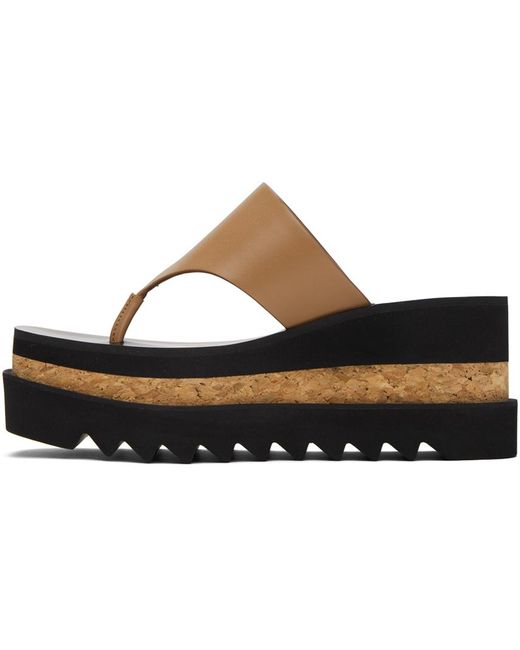 Stella McCartney Black Tan Sneak-elyse Platform Thong Sandals
