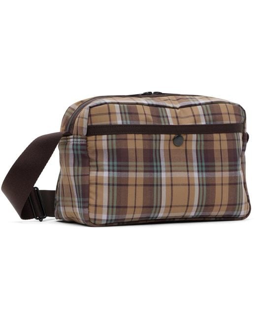 Comme des Garçons Black Brown Porter Edition Check 3-layer Messenger Bag for men