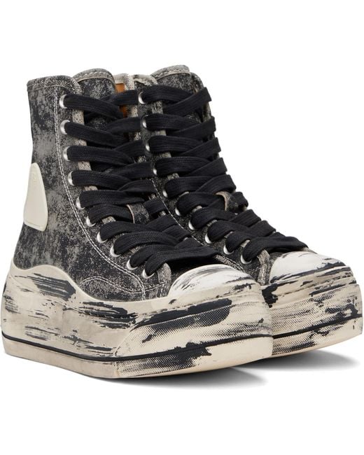 R13 Black Distressed Tall Kurt Sneakers