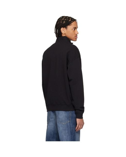 HUGO Black Cotton Terry Logo-Print Sweatshirt for men