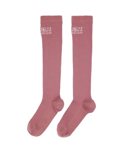 MM6 by Maison Margiela Pink Knee-High Socks