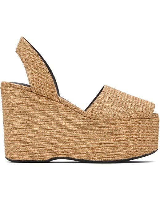 Sandales À Talon Compensé Beiges En Papier Paille Alaïa en coloris Black