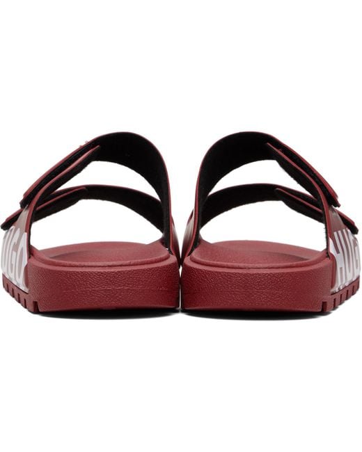 HUGO Black Double Touch-Closure Straps Logo Sandals for men