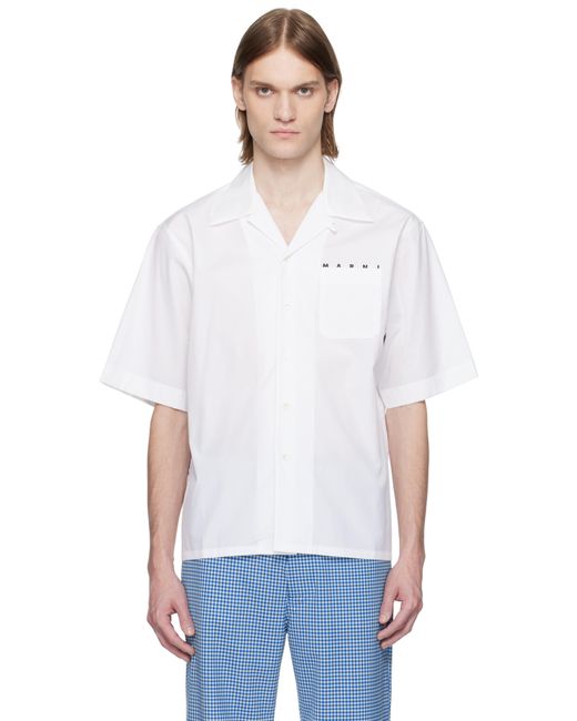 Marni White Poplin Bowling Hidden Logo Shirt for men