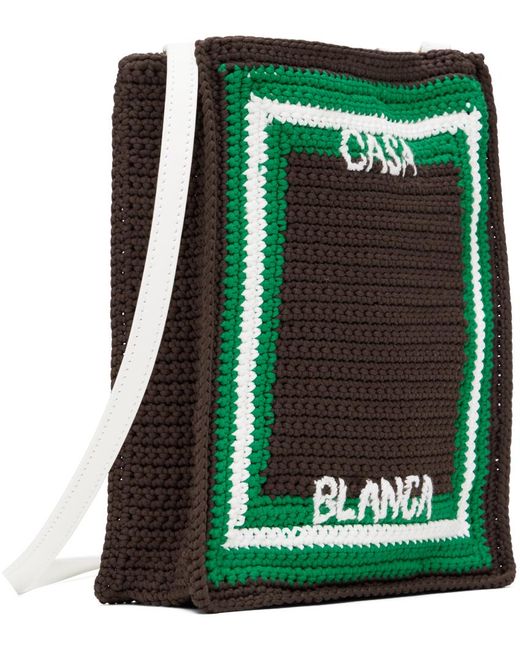 Casablancabrand Green Brown Scuba Mini Crocheted Bag for men