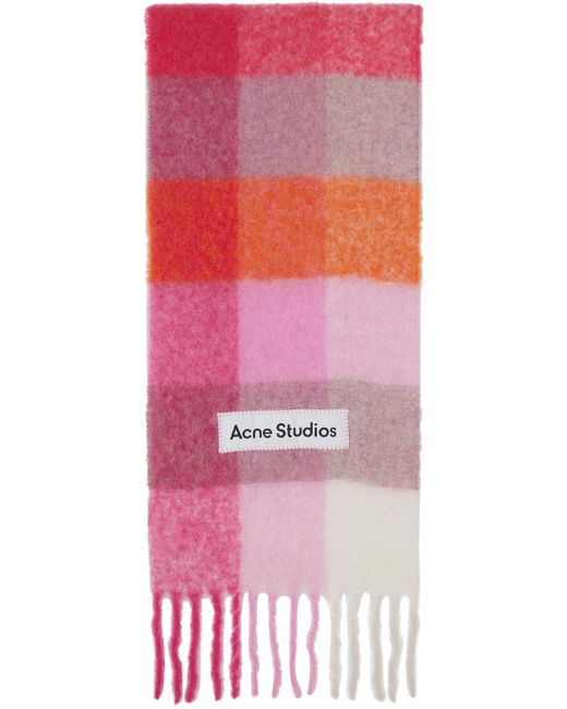 Acne Pink Mohair Checked Scarf