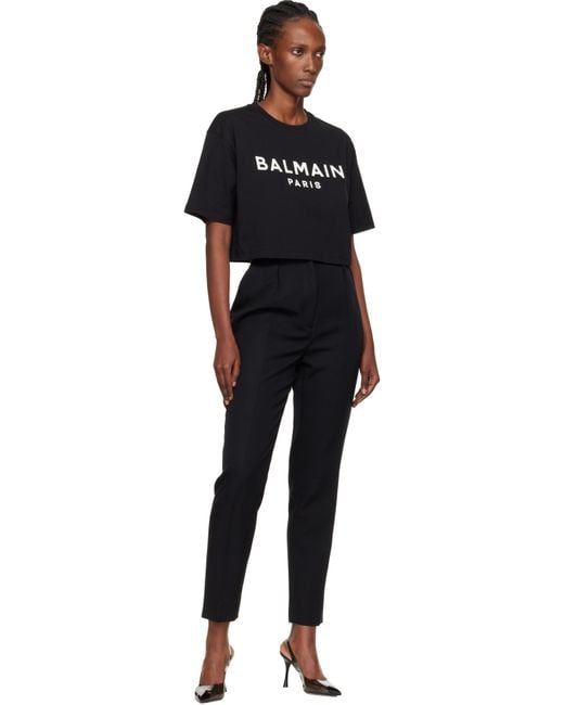 Balmain Black Paris' Print T-Shirt