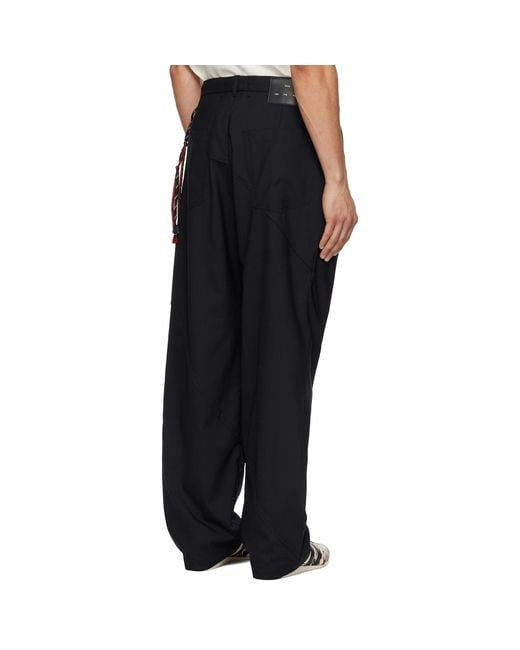 Song For The Mute Black Slash Loose Pleated Trousers for men