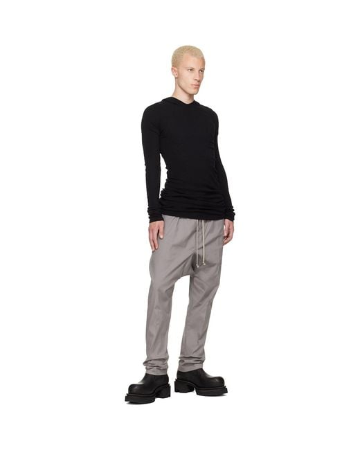 Rick Owens Gray Tower Drawstring Long Trousers for men